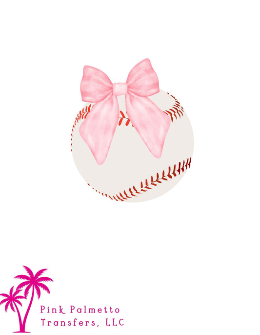 Baseball Bow 4" Pocket DTF Transfer