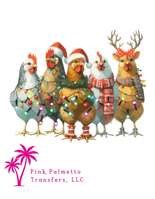 Christmas Chickens 10" DTF Transfer