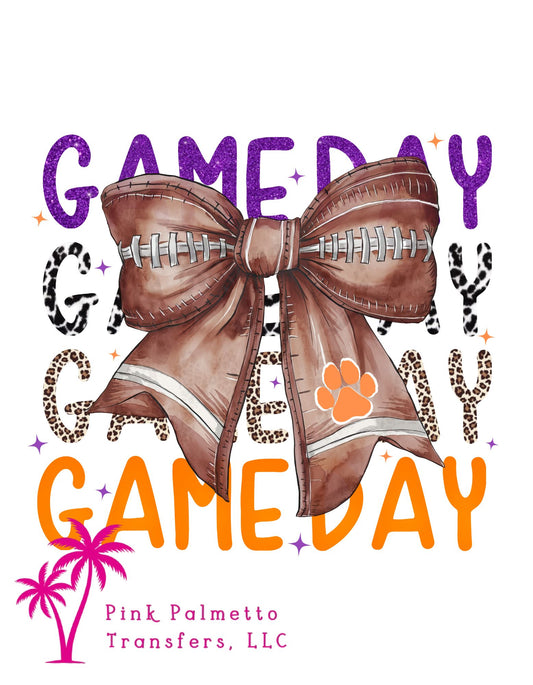 Clemson Bow Game Day 10" DTF Transfer