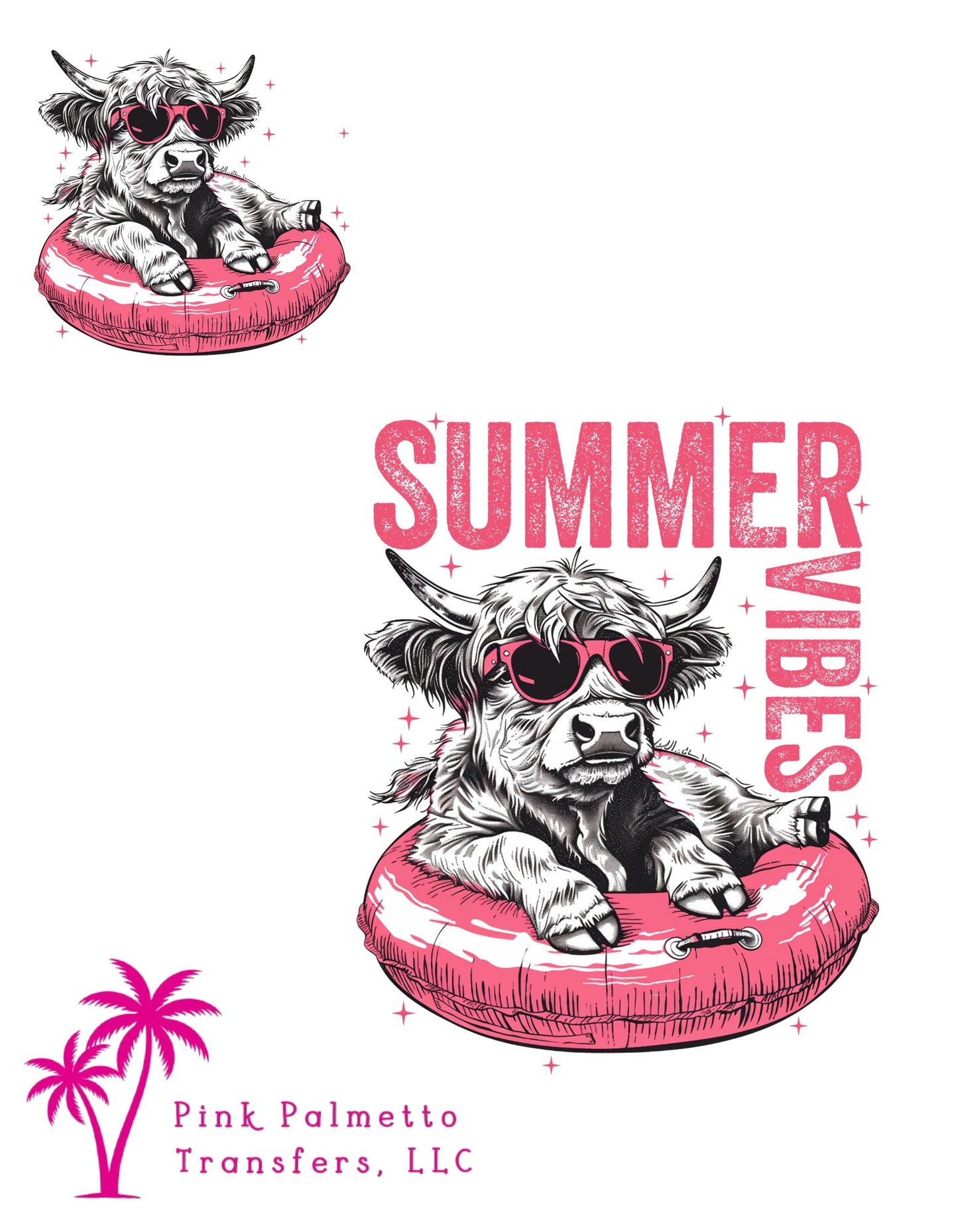 Cow Summer Vibes 4" and 12" Bundle DTF Transfer