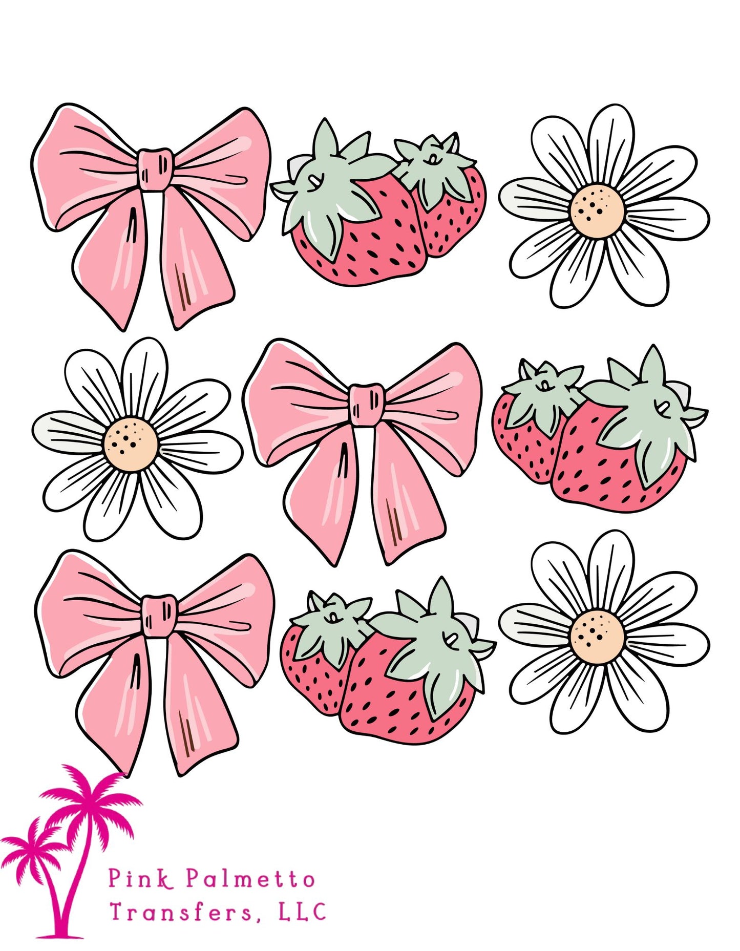 Strawberry and Daisies 12" DTF Transfer