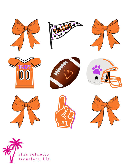 Clemson Bow and Football 12" DTF Transfer