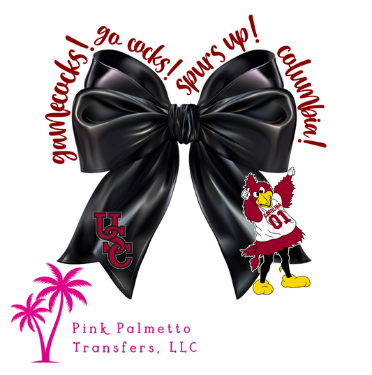 Custom Carolina Black Bow 6" DTF Transfer