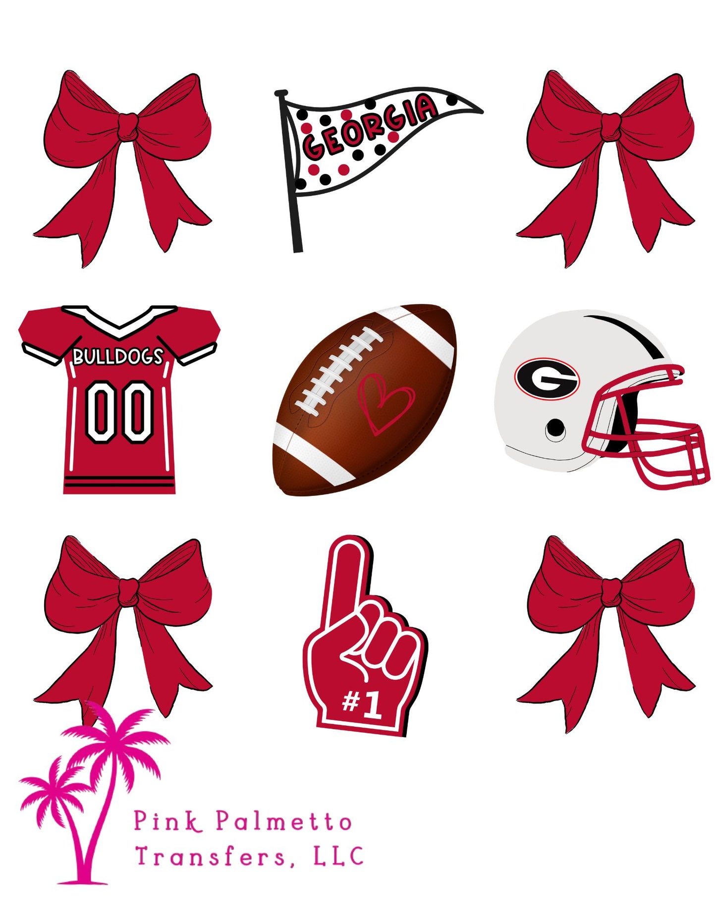 Georgia Football and Bow 12" DTF Transfer