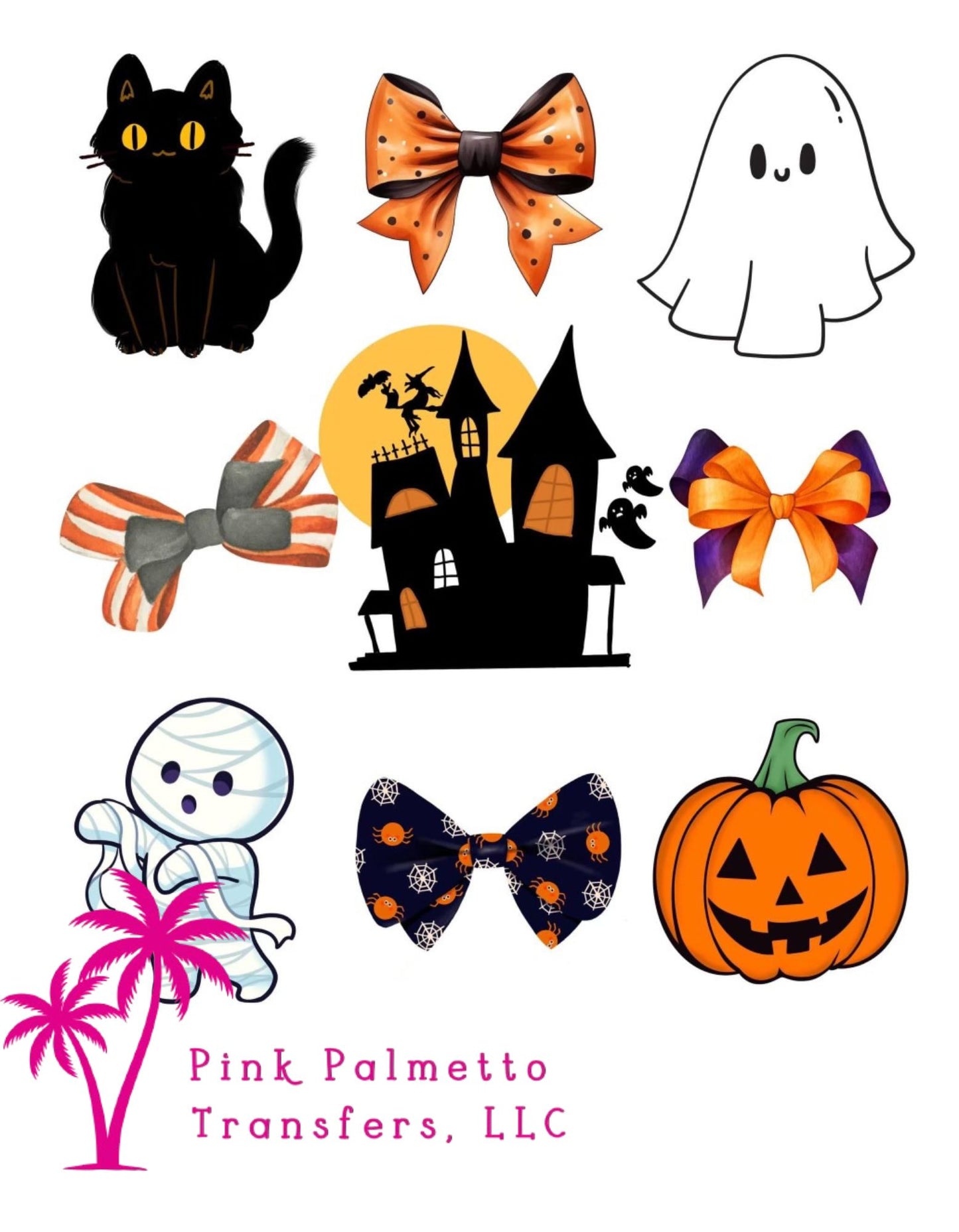 Halloween Bow and Ghost 6" DTF Transfer