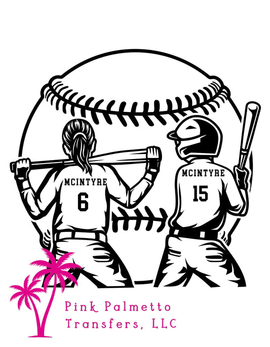 Custom Name Baseball 12" DTF Transfer