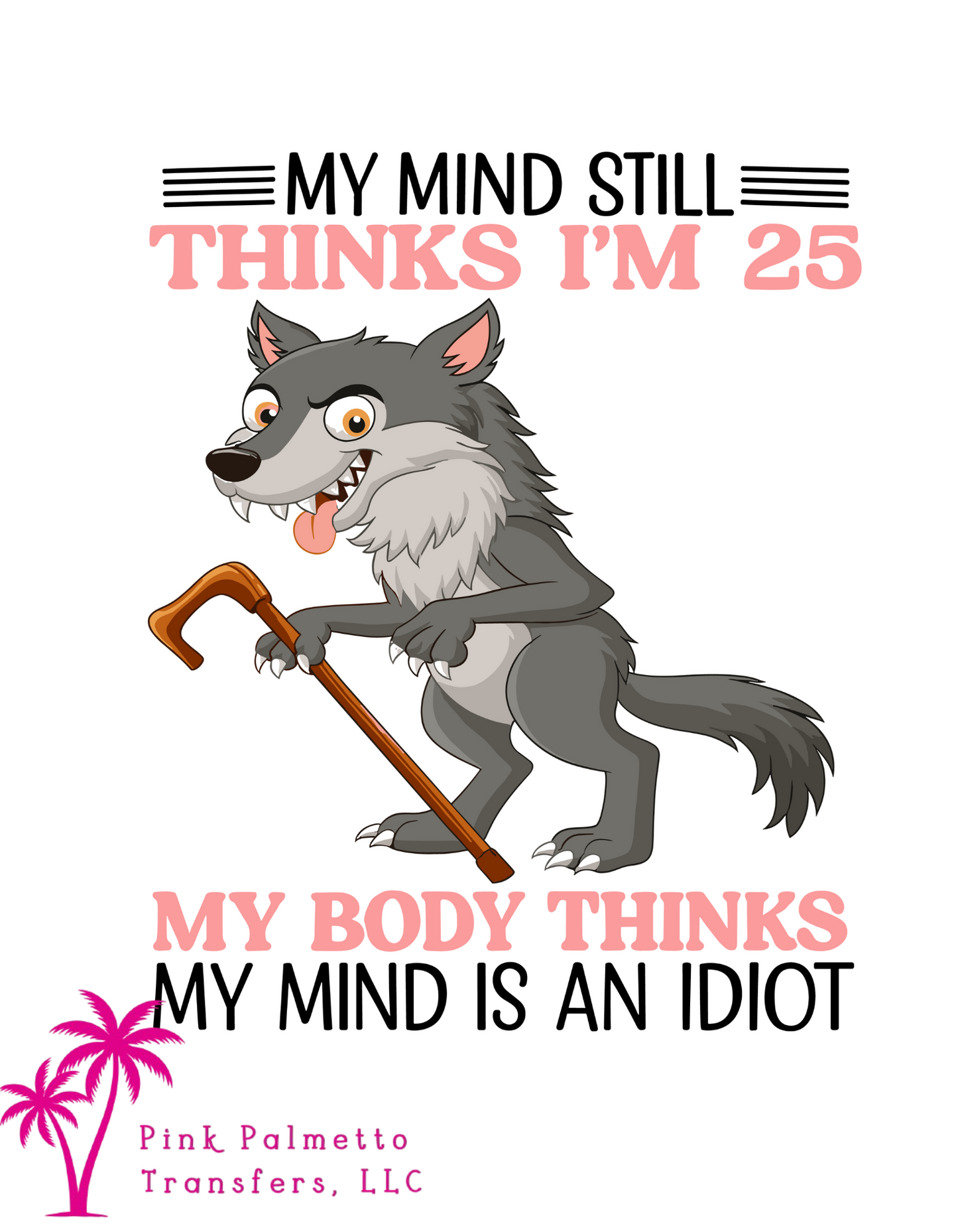 Custom Mind Thinks I'm 25 10" DTF Transfer