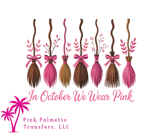 Wear Pink Witches Broom 10" DTF Transfer