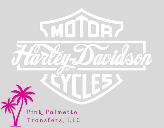 Custom White Harley Davidson 4.5" DTF Transfer