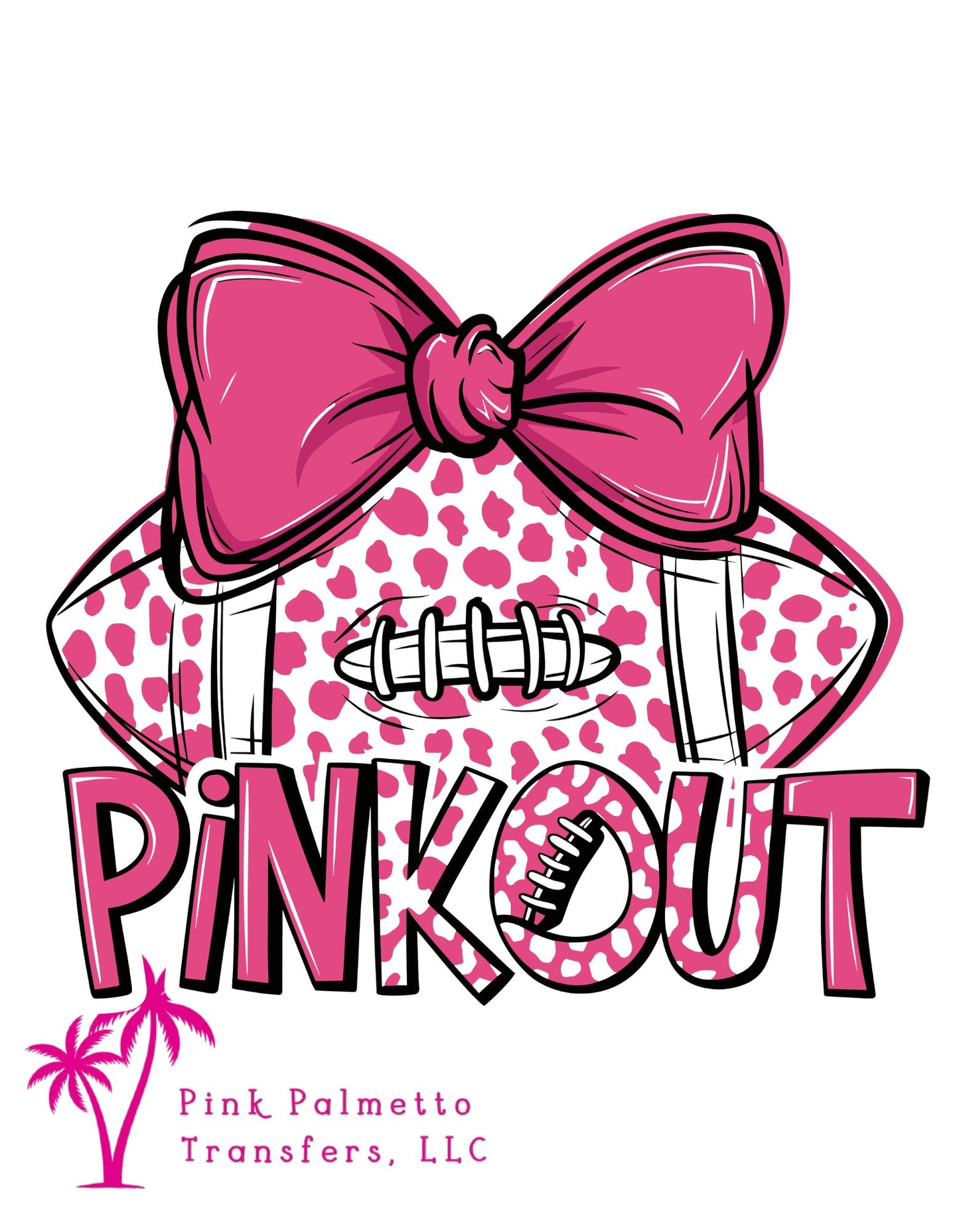 Pink Out Football Bow 12" DTF Transfer