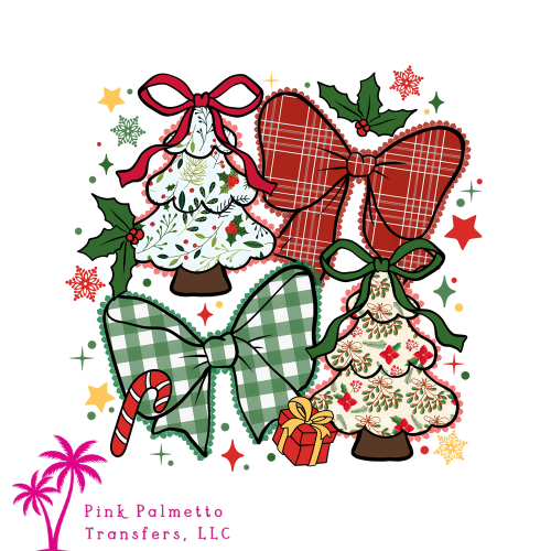 Christmas Tree & Bows 10" DTF Transfer
