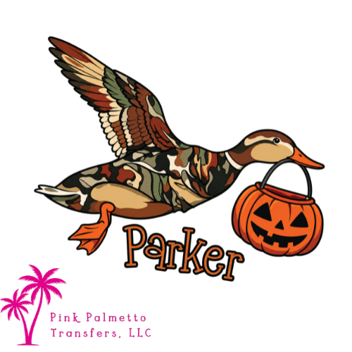 Custom Camo Halloween Duck w/ Name 10" DTF Transfer
