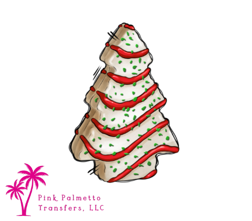 Christmas Tree Cake 4" DTF Transfer