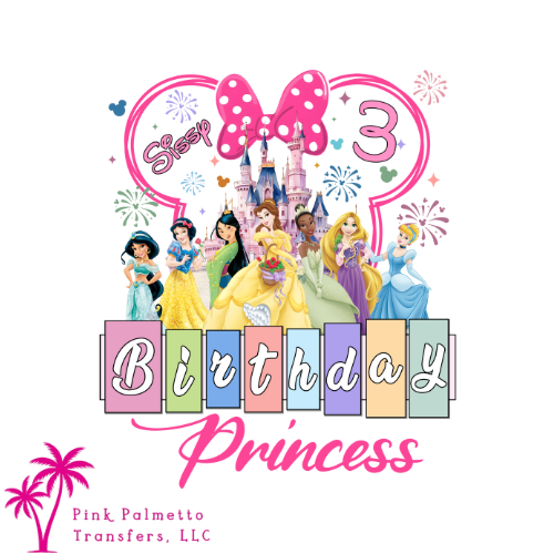 Disney Birthday Princess 6" DTF Transfer