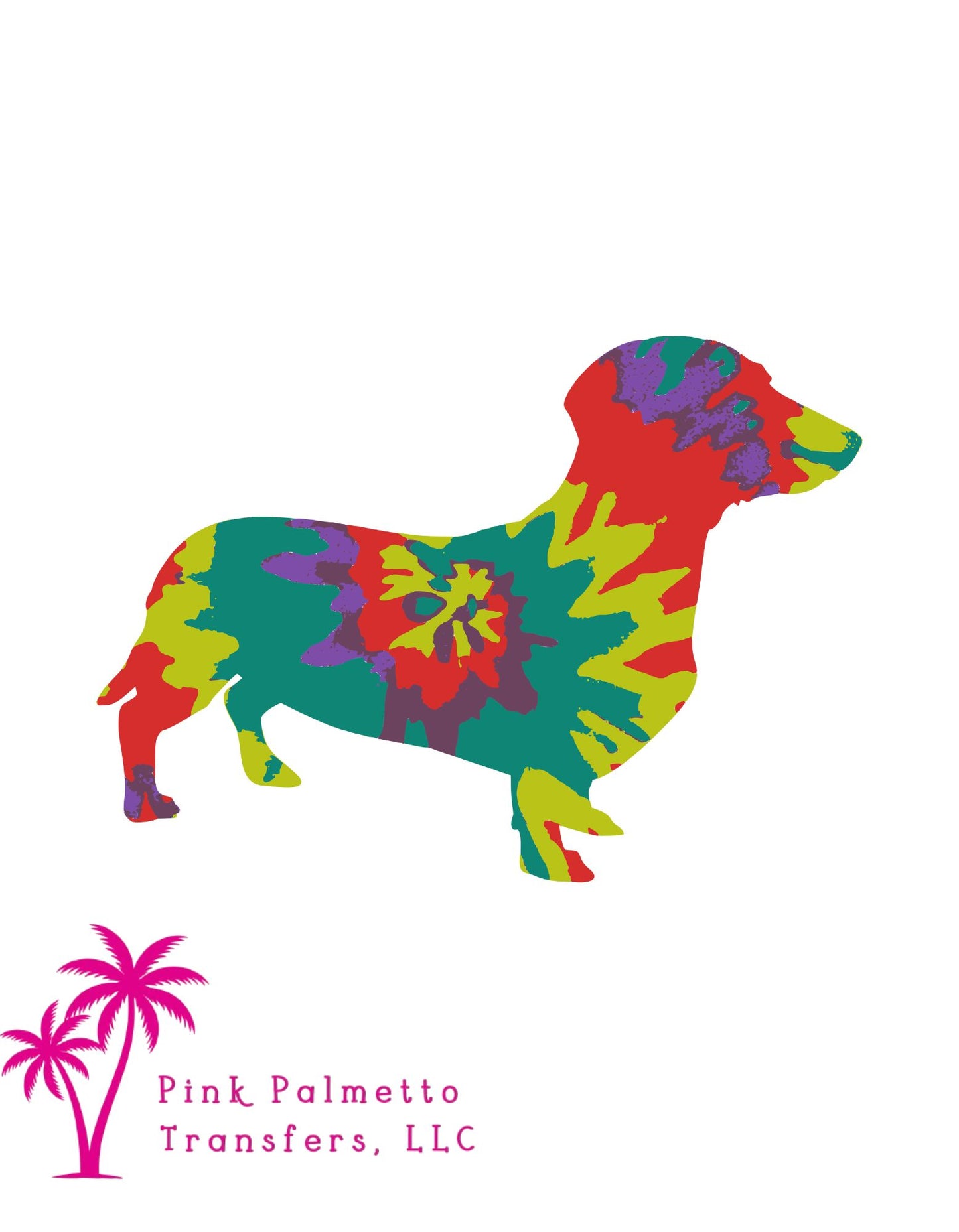 Tie Dye Dachshund 10" DTF Transfer