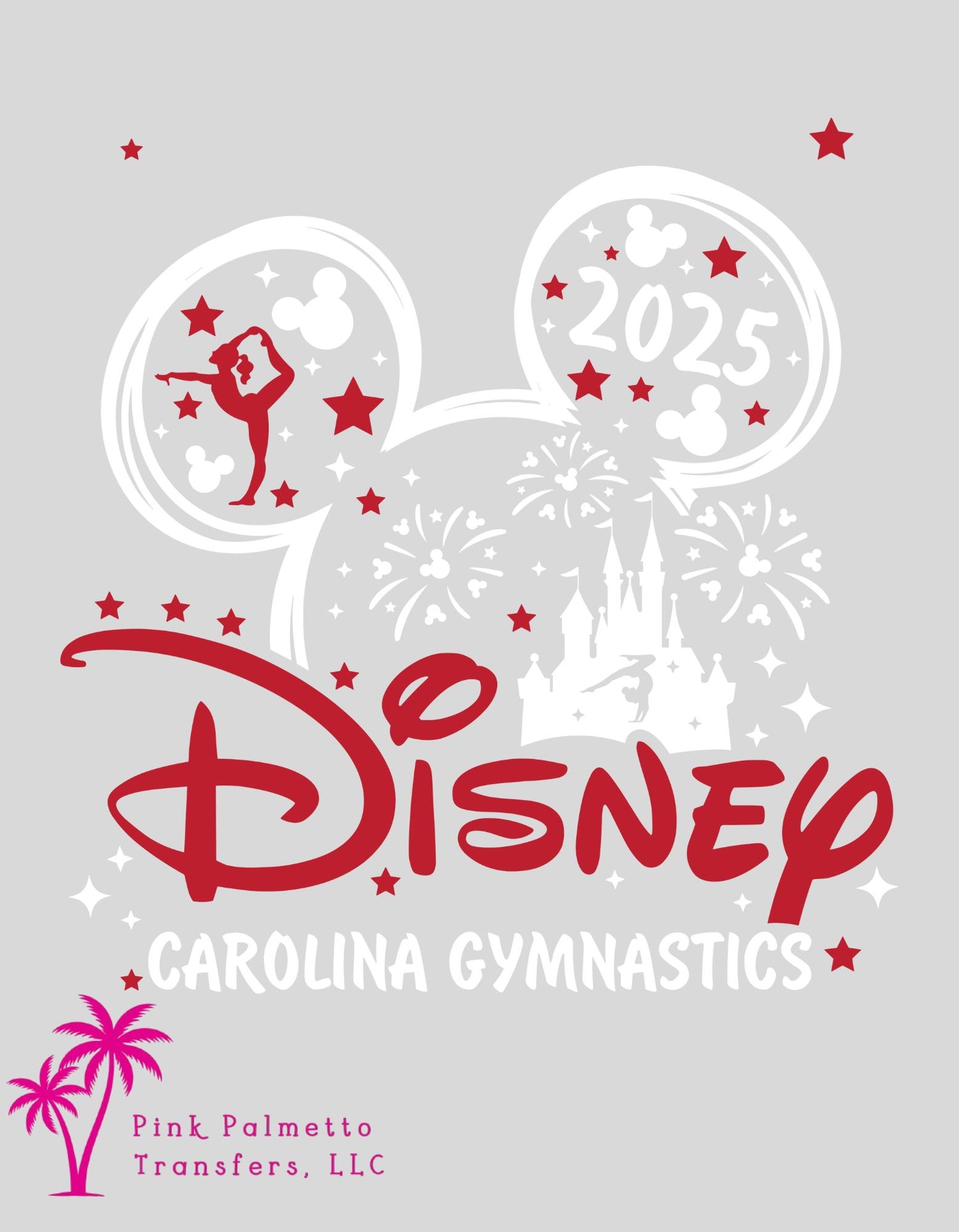 Disney Gymnastics White/Red 10" DTF Transfer