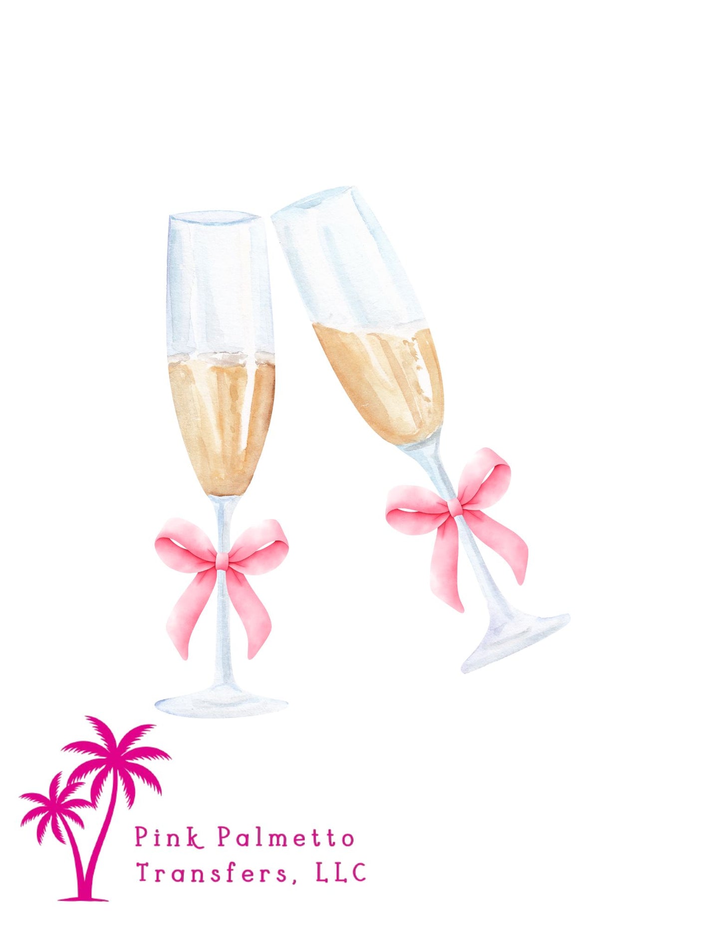 Champagne Bow Glasses 12" DTF Transfer