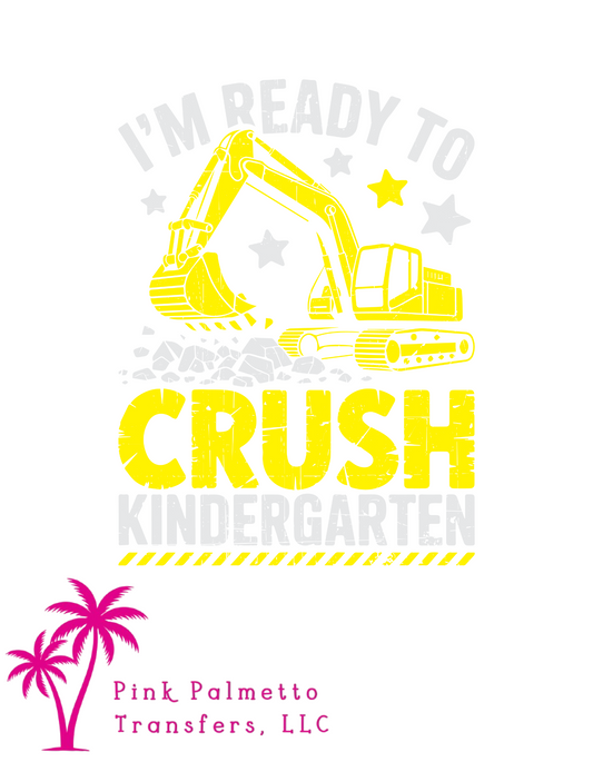 Crush Kindergarten Bulldozer 8" DTF Transfer