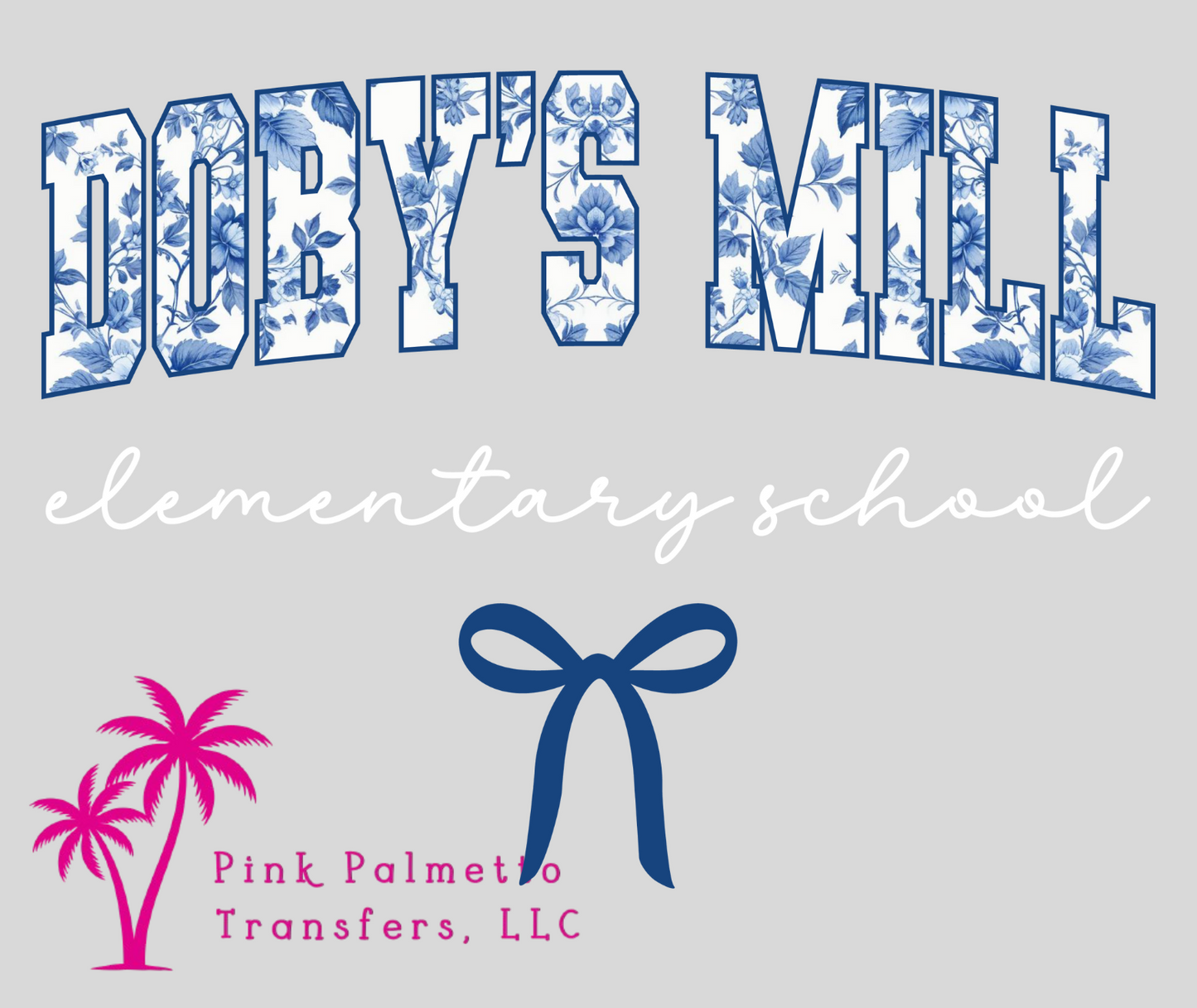 Custom Doby's Mill Blue Bow 8" DTF Transfer