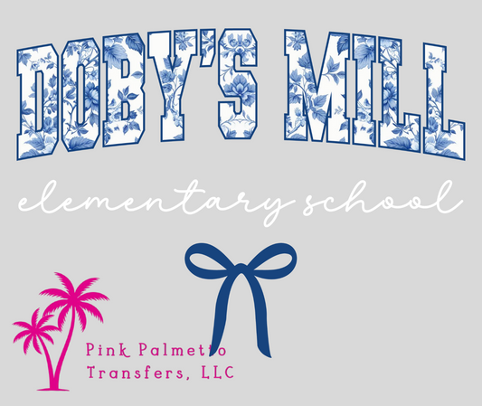 Custom Doby's Mill Blue Bow 8" DTF Transfer