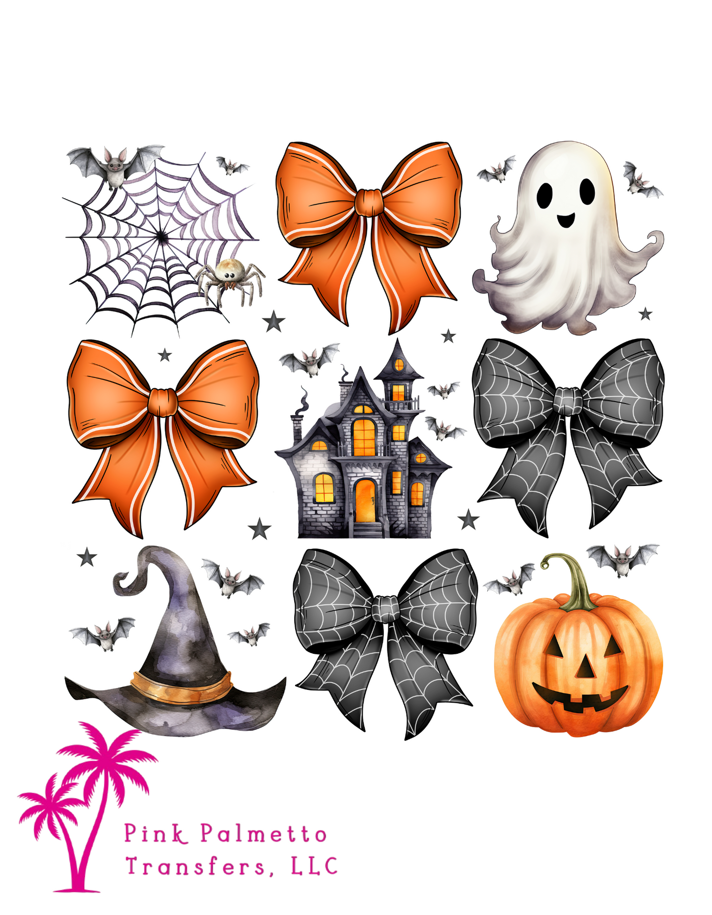 Halloween Ghost/Bows/Hats 10" DTF Transfer