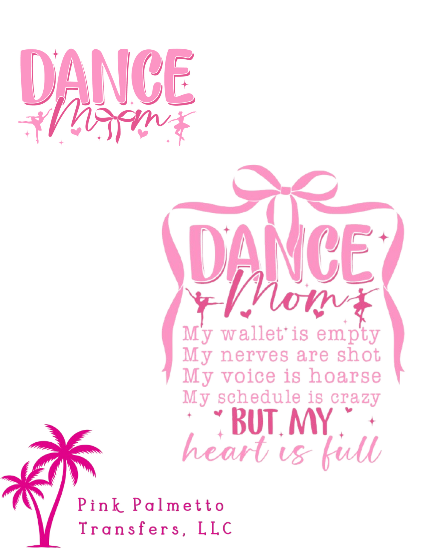 Pink Dance Mom 4.5" and 12" DTF Transfer Bundle