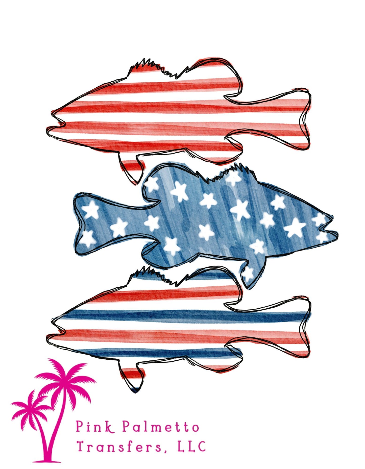 America Fish 8" DTF Transfer
