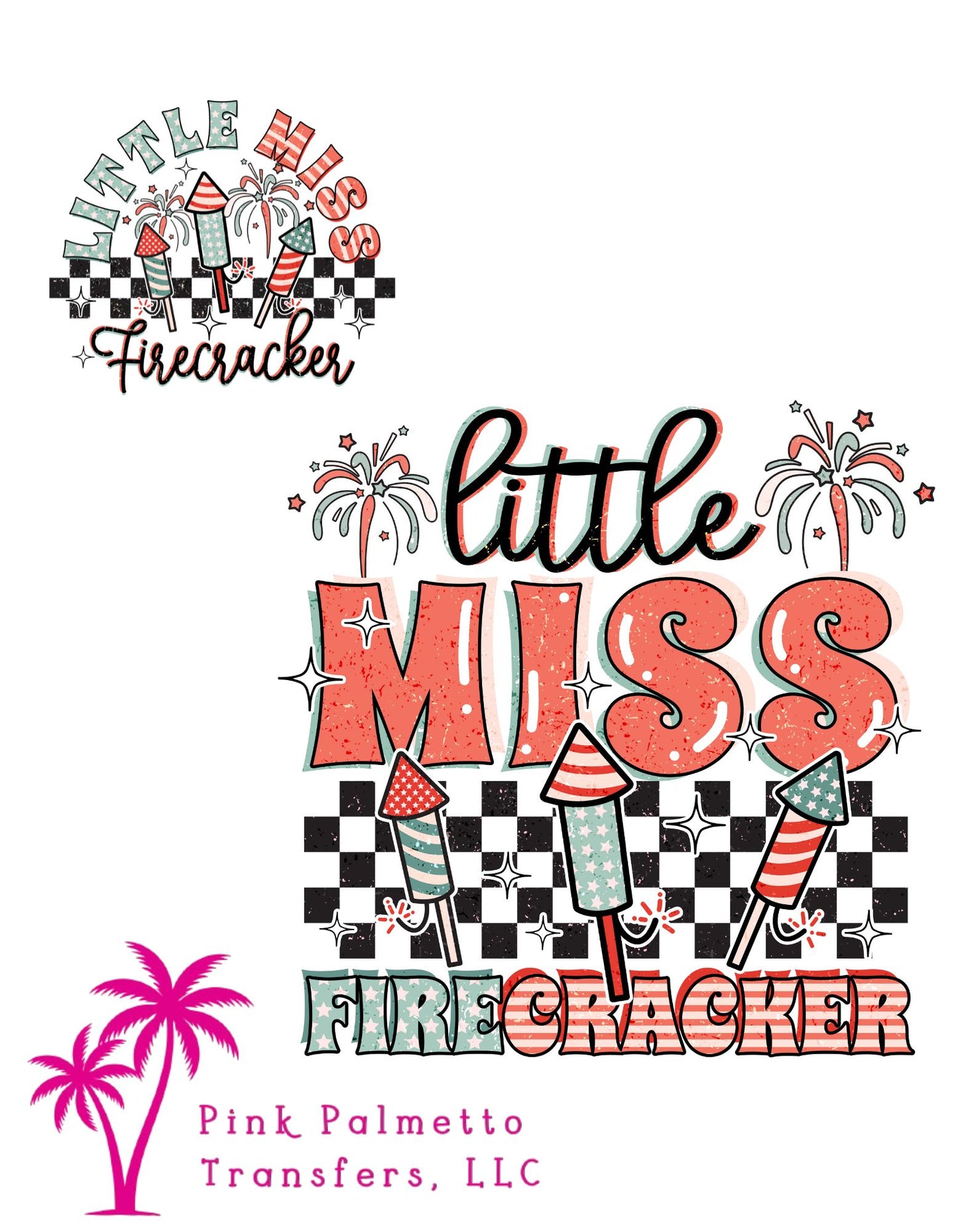 Little Miss Firecracker 3.5" and 8" DTF Transfer Bundle