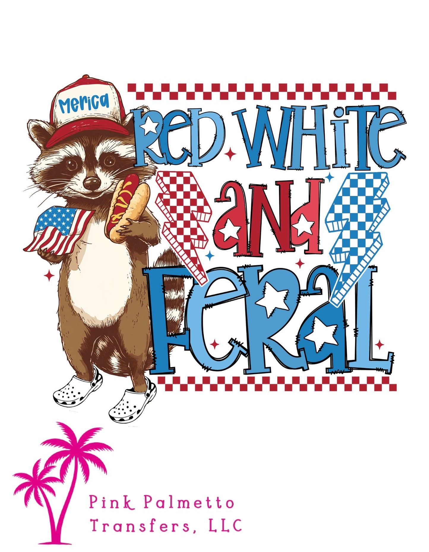 Red, White, and Feral 12" DTF Transfer