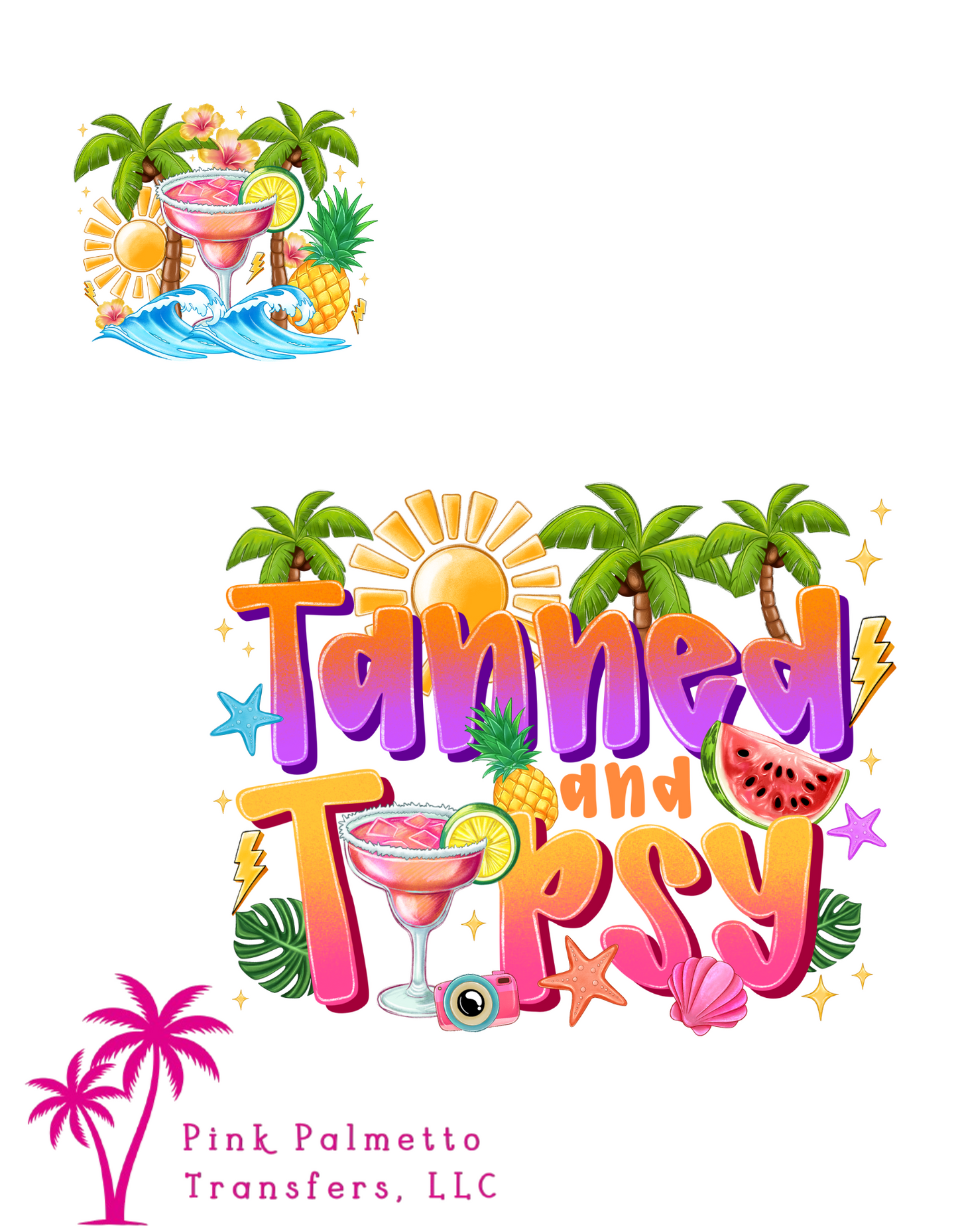 Tanned and Tipsy Colored 4.5" and 12" DTF Transfer Bundle