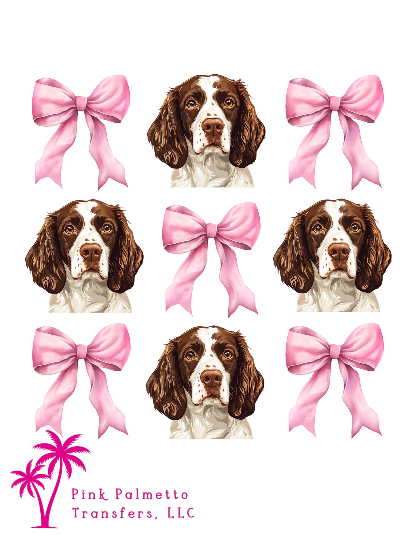 Springer Spaniel w/ Bows 6" DTF Transfer