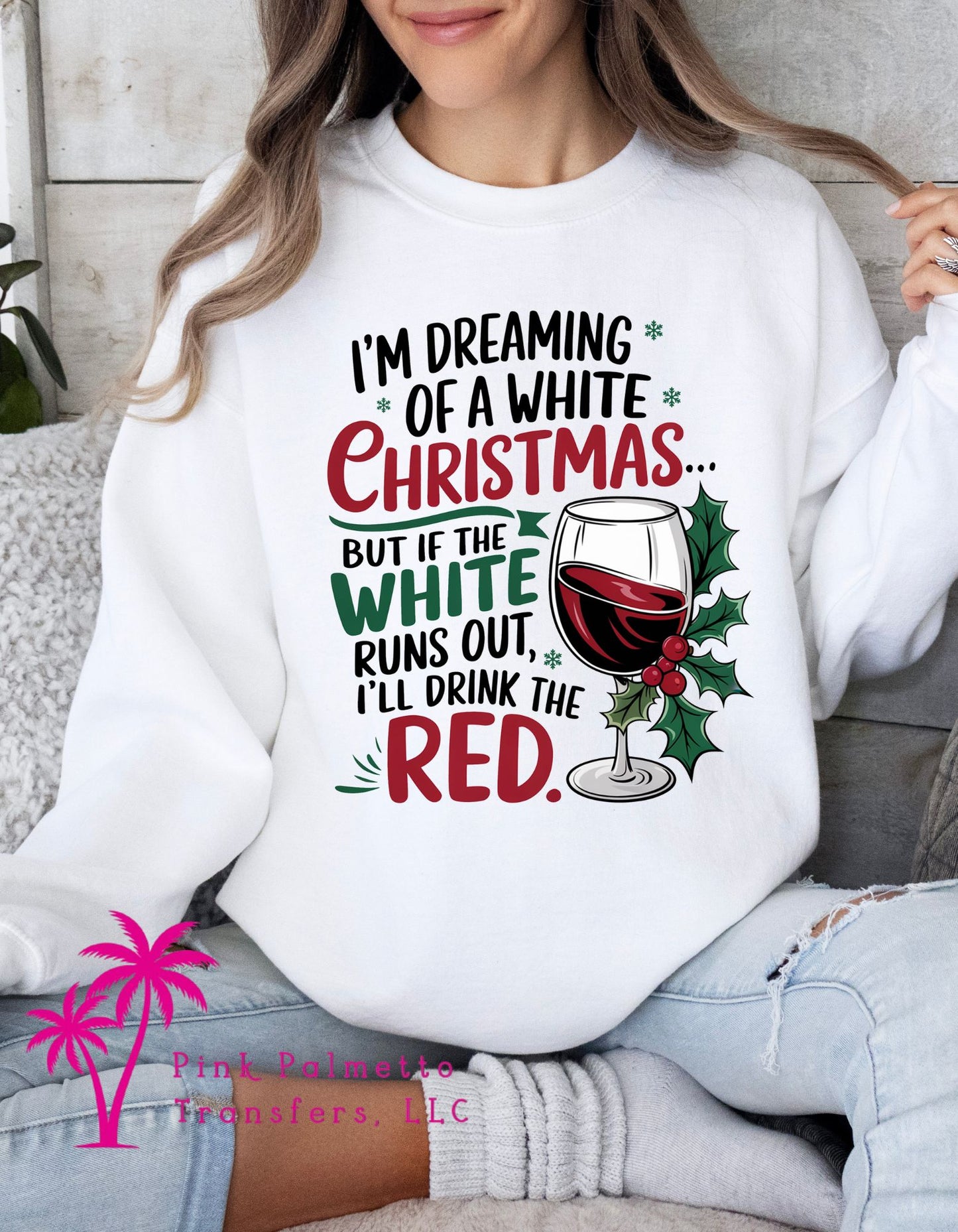 White/Red Wine Christmas Sweatshirt