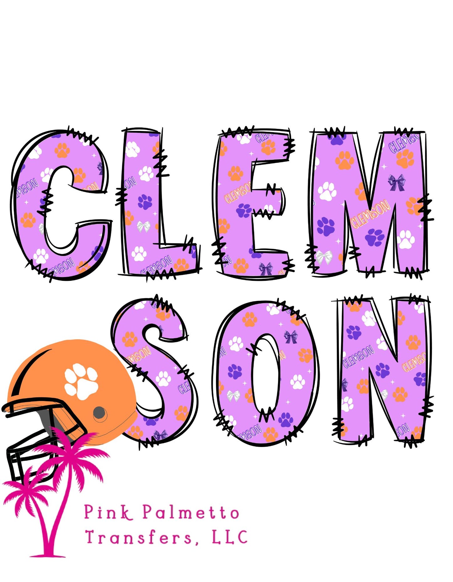 Clemson Helmet Words 12" DTF Transfer