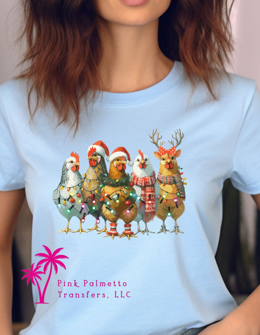 Christmas Chickens Short Sleeve Tshirt