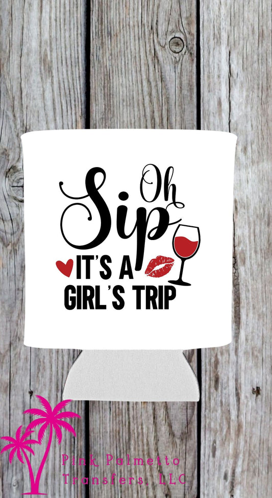 Oh Sip It's A Girl's Trip Short Koozies