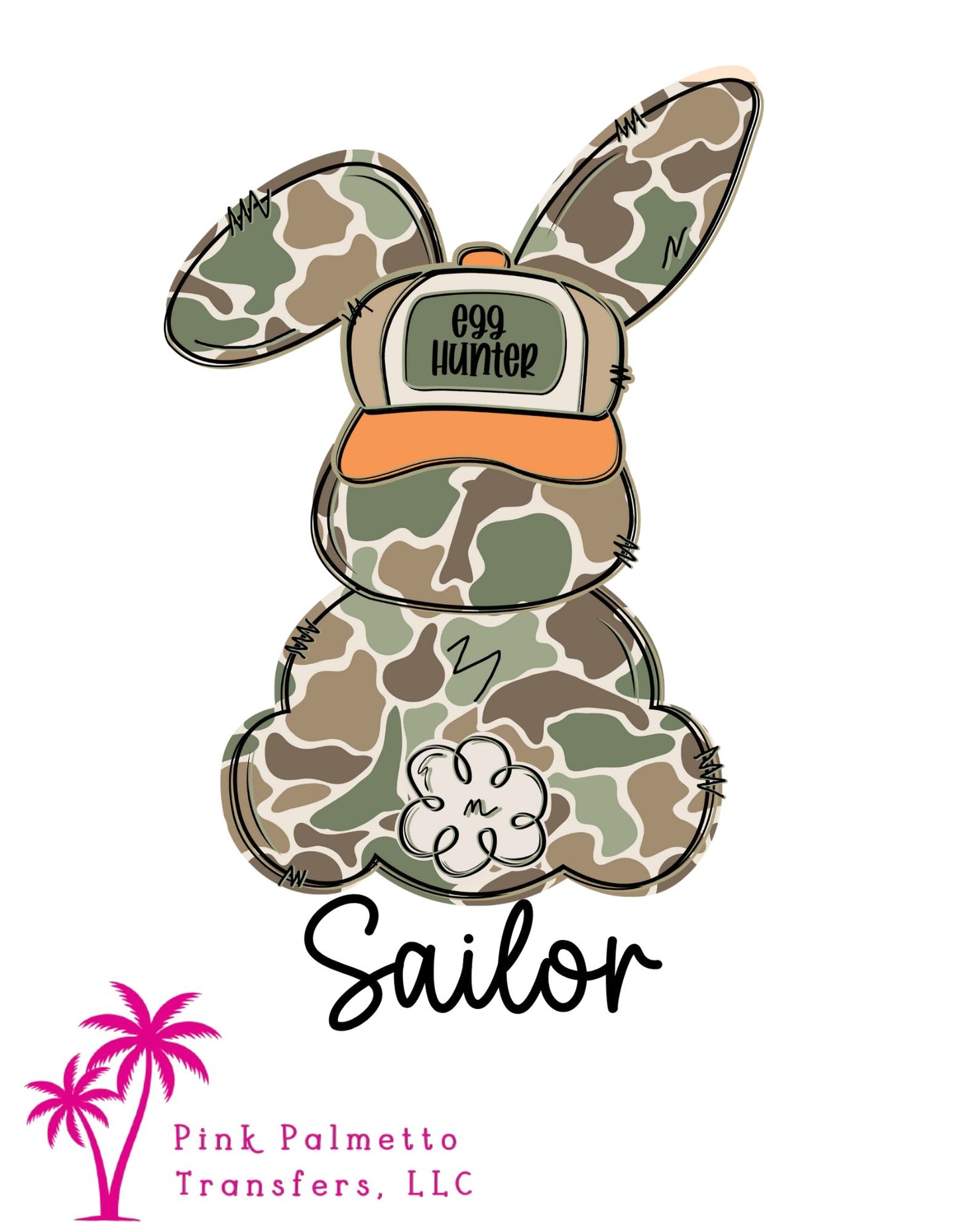 Customized Camo Bunny 8" DTF Transfer