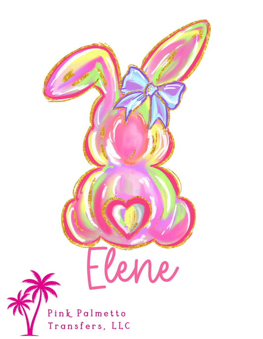 Customized Colorful Bunny 8" DTF Transfer