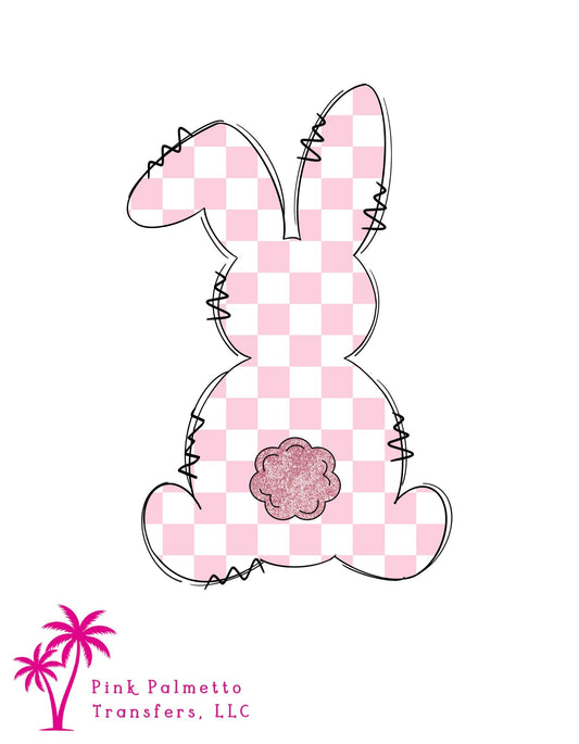 Pink Checkered Bunny 8" DTF Transfer