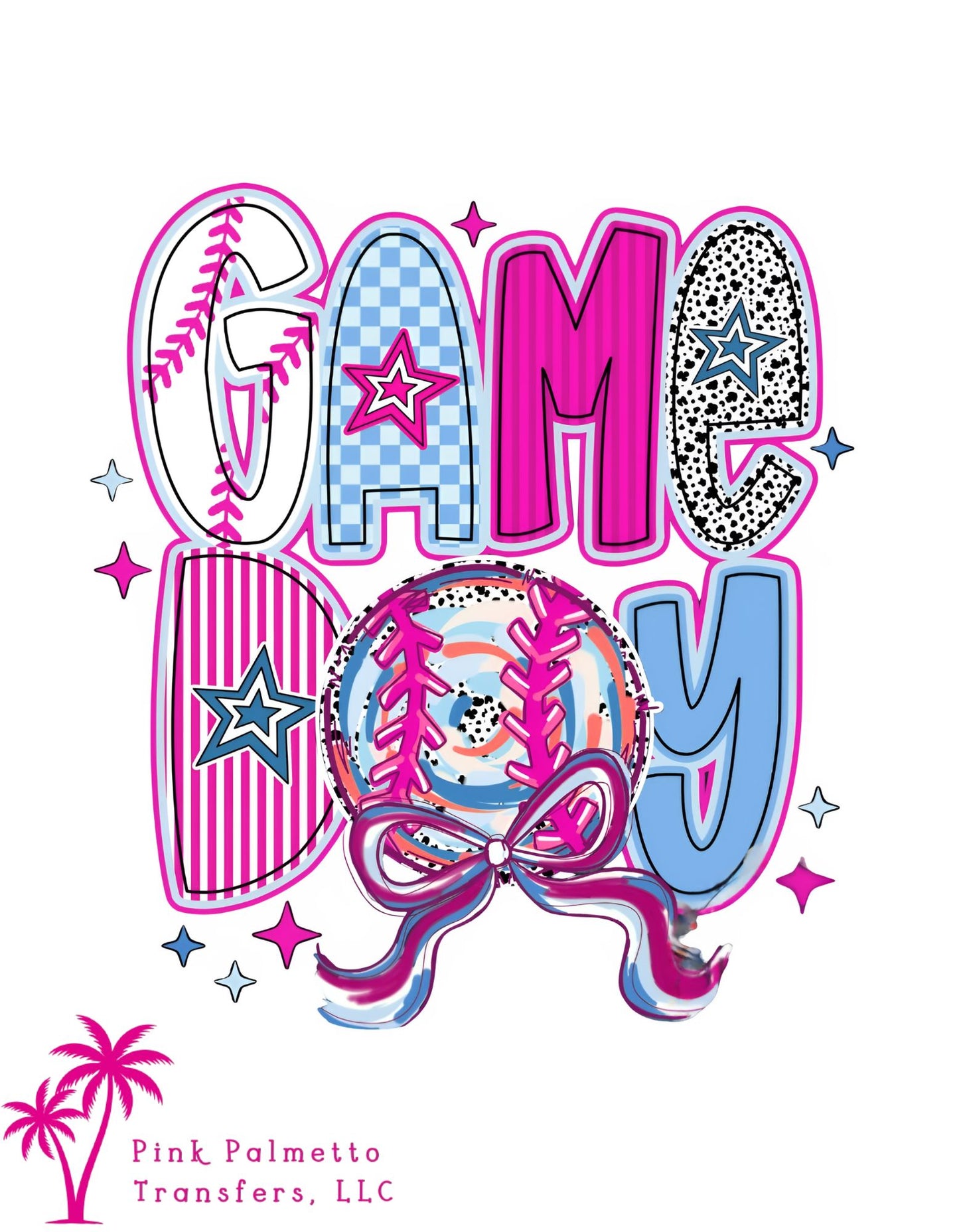 Girly Game Day Baseball 12" DTF Transfer