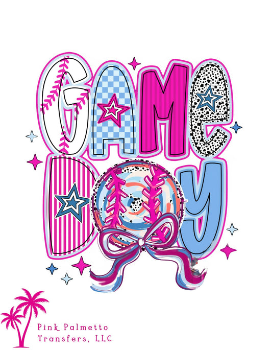 Girly Game Day Baseball 12" DTF Transfer