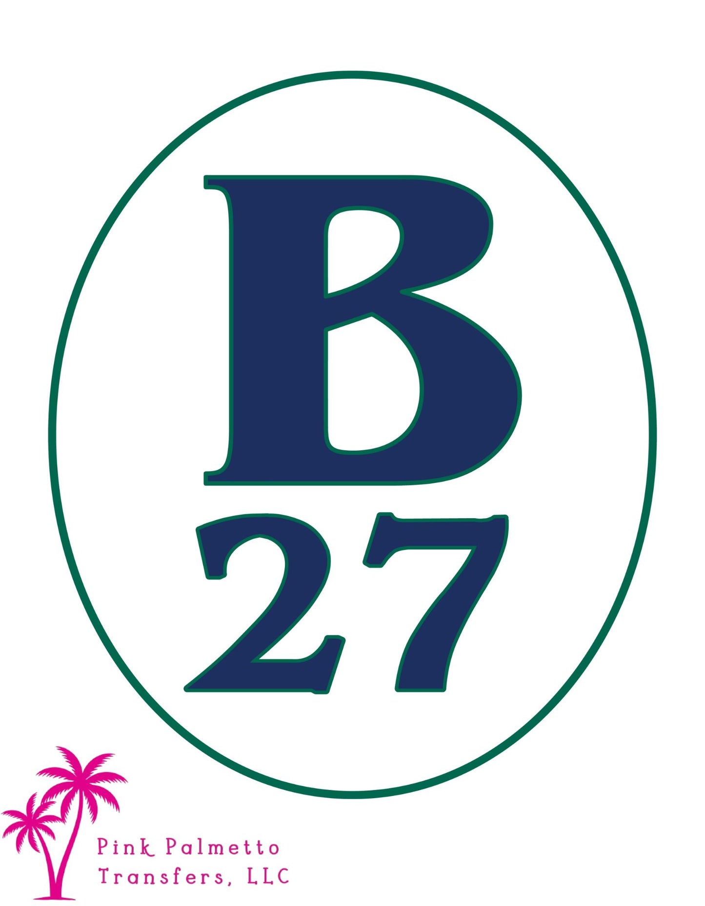 B 27 Green Outline 4" DTF Transfer