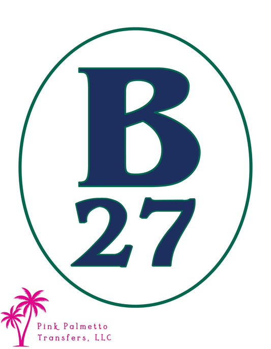 B 27 Green Outline 12" DTF Transfer
