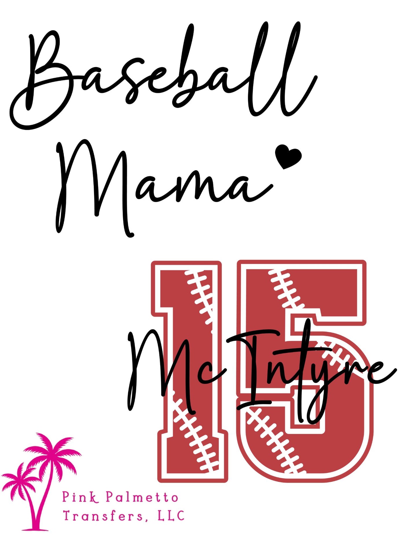 Custom Baseball Mama Bundle 4.5" and 12" DTF Transfers
