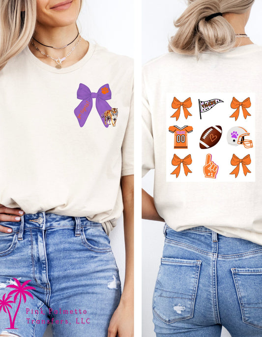 Clemson Bow and Football Tshirt