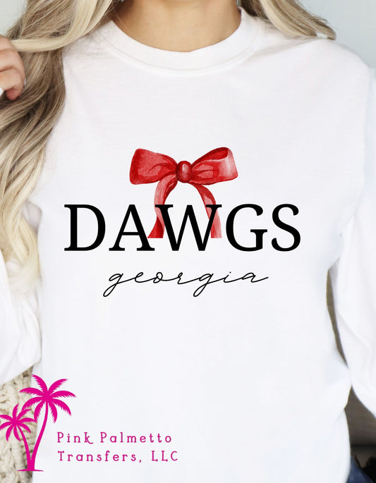 GA Dawg Bow Long Sleeve Tshirt