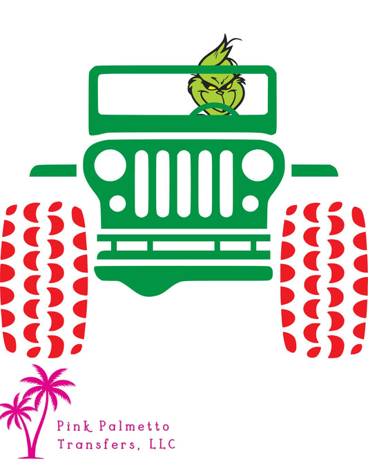 Grinch Jeep DTF Transfer