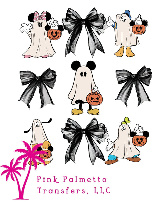 Mickey and Minnie Halloween Bow 12" DTF Transfer