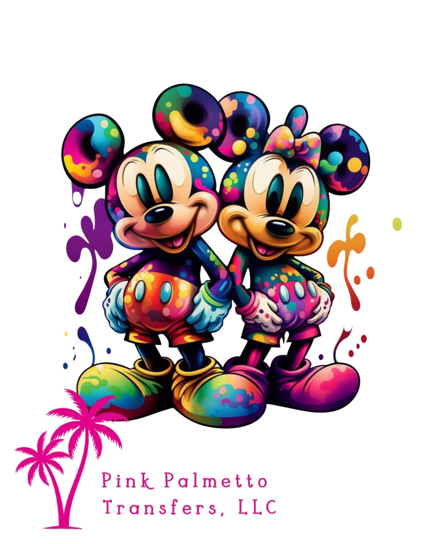 Mickey and Minnie Splash of Color 12" DTF Transfer