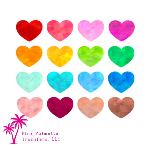 Custom Colorful Hearts 10" DTF Transfer