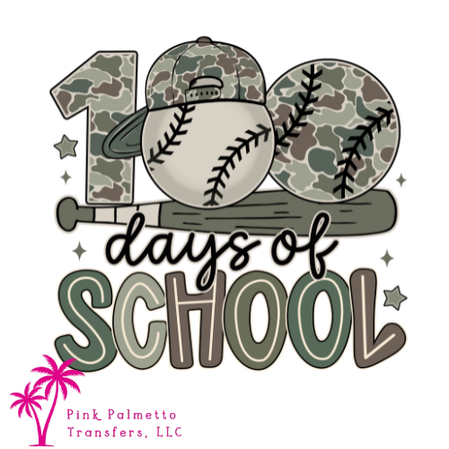 100 Days of School Baseball 10" DTF Transfer